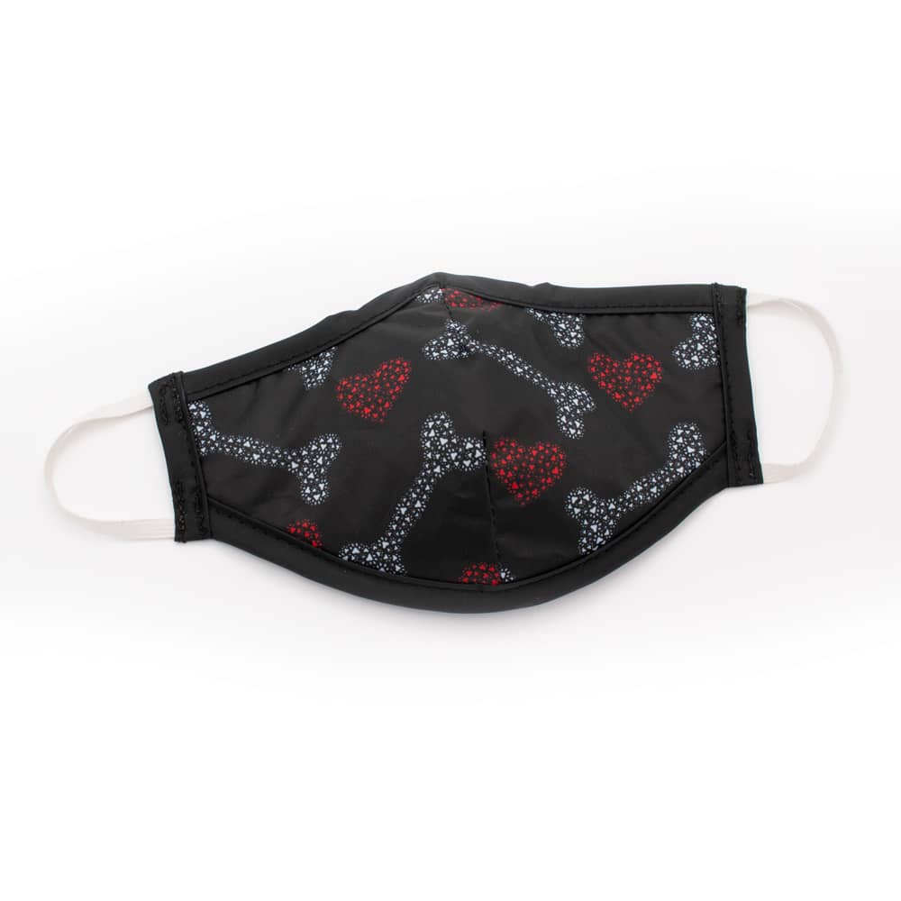 Black Bone Heart Washable Protective Mask
