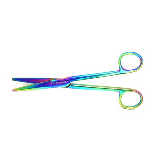 Mayo Dissecting Scissors 6 3/4", Straight, Rainbow Titanium Coated