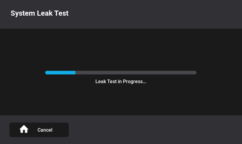 Leak Test Screen InsPurr In Progress