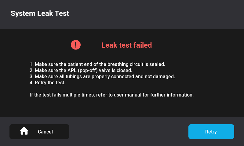 Leak Test Screen InsPurr Failure