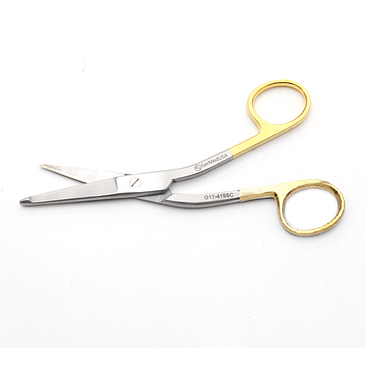 Gold Plated Lister Bandage Scissors - 5.5" Curved, Blunt/Blunt - Surgical Quality