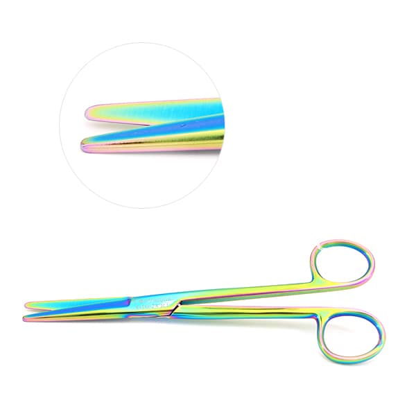Ciseaux à dissection Mayo 5 1/2" courbés, titane arc-en-ciel