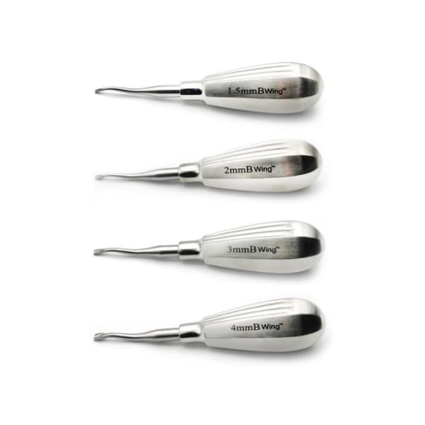 Winged Elevator Dental Kit Short Handle Back Bent 4 Pieces