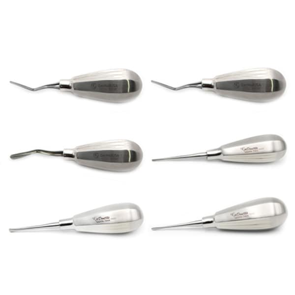 Luxating Elevator Kit Inside Curved and Straight Set of 6 Short Handle