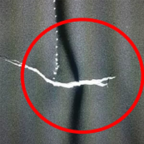Cracks in the lead protective material