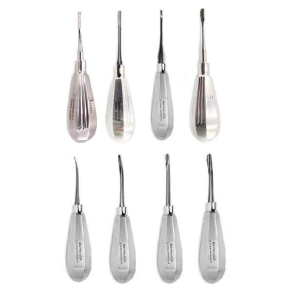 Kit de 8 élévateurs luxation droits et courbés, manche standard