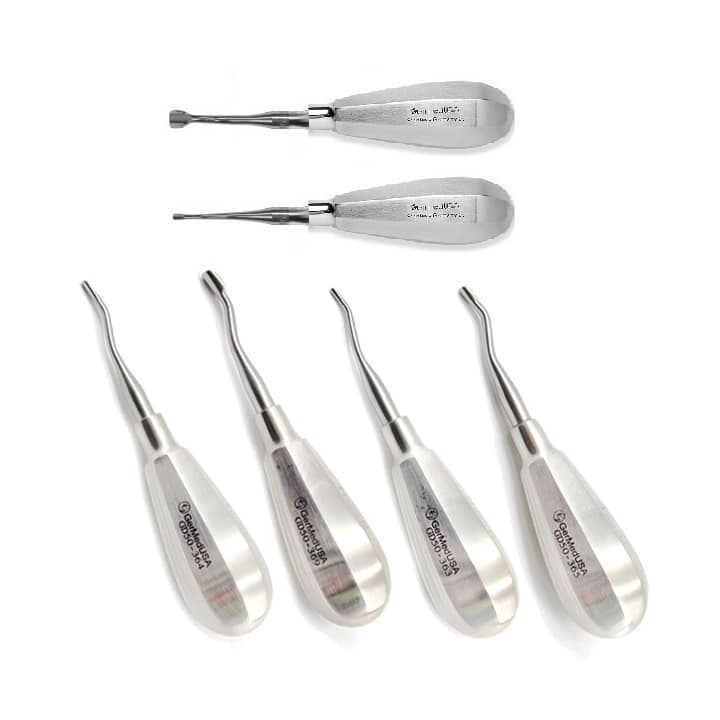 Winged Elevator Dental Kit Short Handle Back Bent 6 Pieces