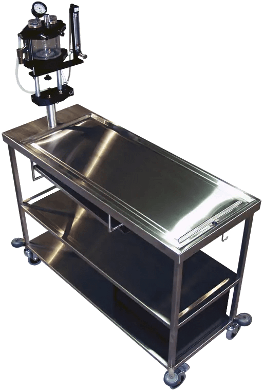 Civière en acier inoxydable avec ou sans appareil d’anesthésie